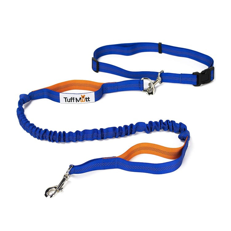 Tuff Mutt Hand Free Dog Waist Lead - Blue/Orange image 0