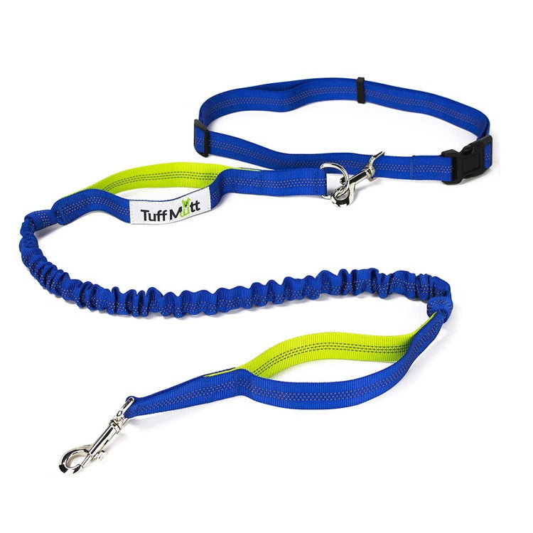 Tuff Mutt Hand Free Dog Waist Lead - Blue/Lime image 0