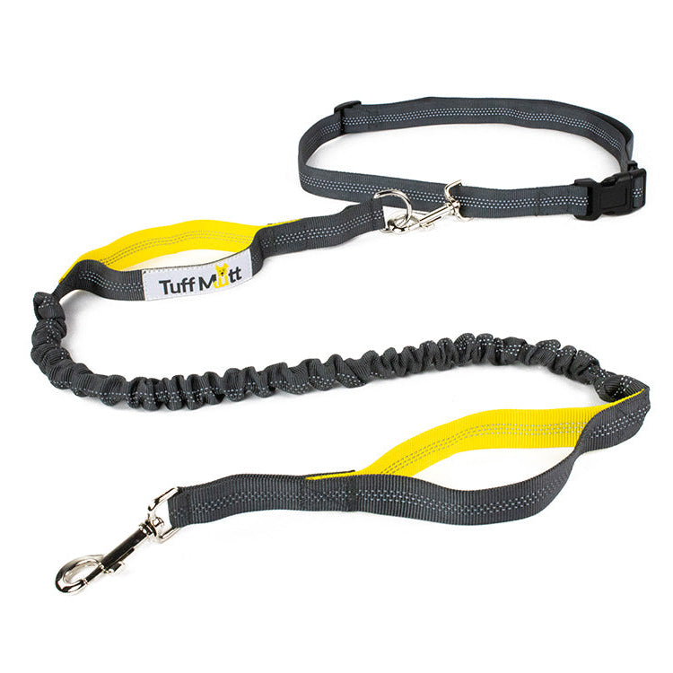 Tuff Mutt Hand Free Dog Waist Lead - Grey/Yellow image 0