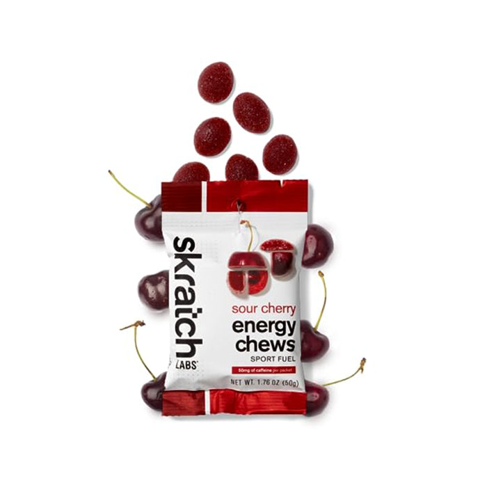 Skratch Labs Energy Chews Sport Fuel - Sour Cherry with Caffeine (50g)